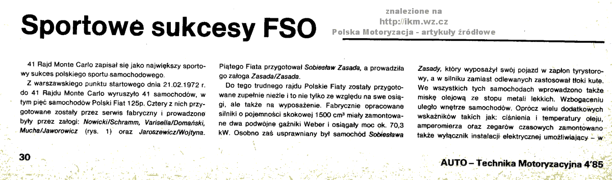 FSO sukcesy sportowe (125p MC, rekord długodystansowy)